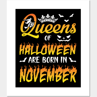 Queens Of Halloween Are Born In November Happy Birthday To Me You Nana Mom Aunt Sister Daughter Posters and Art